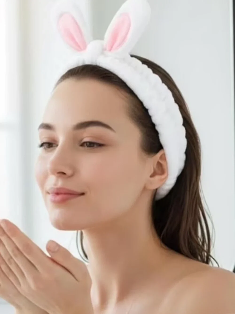 Lavender Plush Bunny Ear Spa Headband